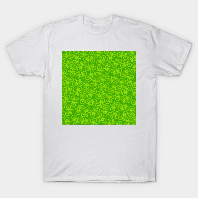 Bikes Green Pattern T-Shirt by XOOXOO